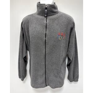 Vtg USA Olymics Mens Large Made in USA Full Zip Long Sleeve Fleece Jacket